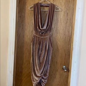 Plunging Cowl Neck Dress